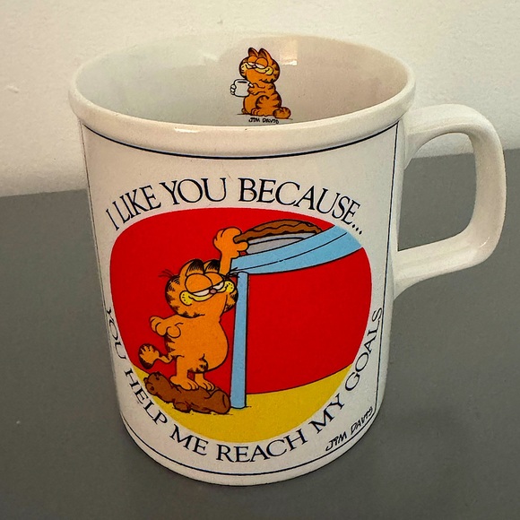 Vintage Garfield and Pooky Help Me Reach My Goals Coffee Mug 1978 - Picture 2 of 5
